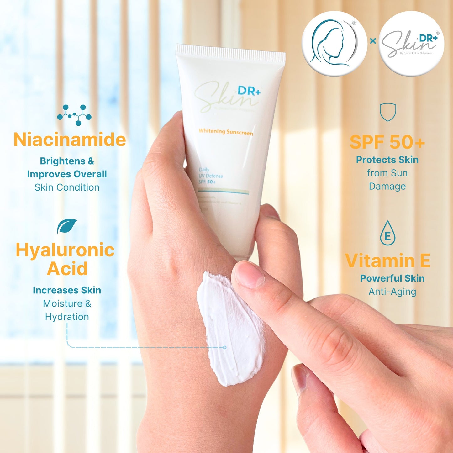 Daily UV Defense Whitening Sunscreen with Niacinamide, HA, Vitamin E & Aloe Vera 50ml