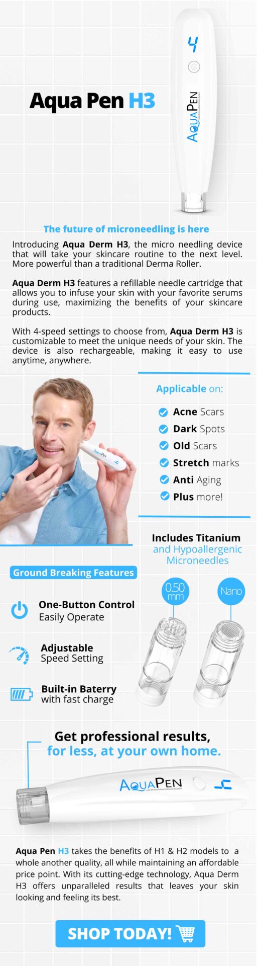 aqua pen H2 microneedling